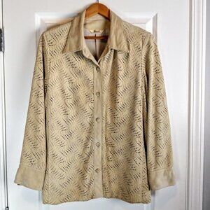 Bart Sibylle Lyn Beige Perforated Suede Shirt Jacket